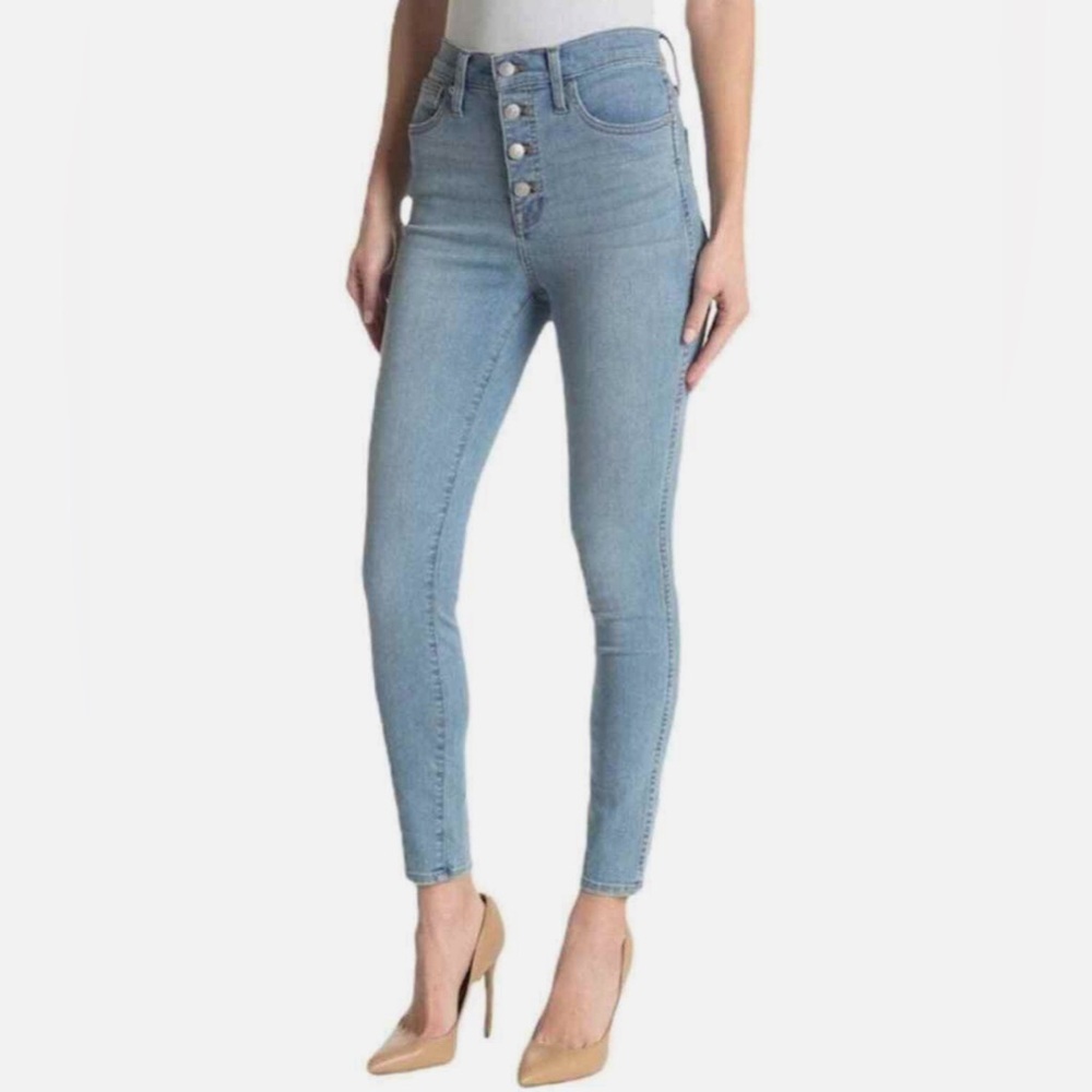 MADEWELL Woman's Light Wash Button Fly High Rise Skinny Jeans, Size 28